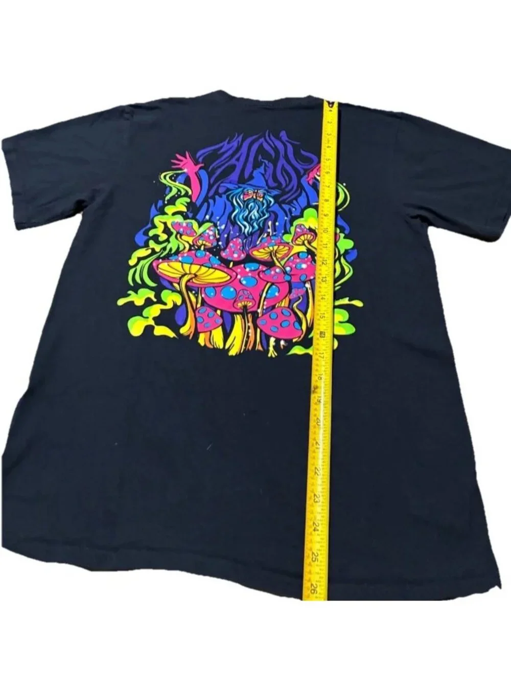 A-Lab T-Shirt Unisex Mens Medium Black Neon Graphic Wizard Mushroom Oversized M - Picture 4 of 5